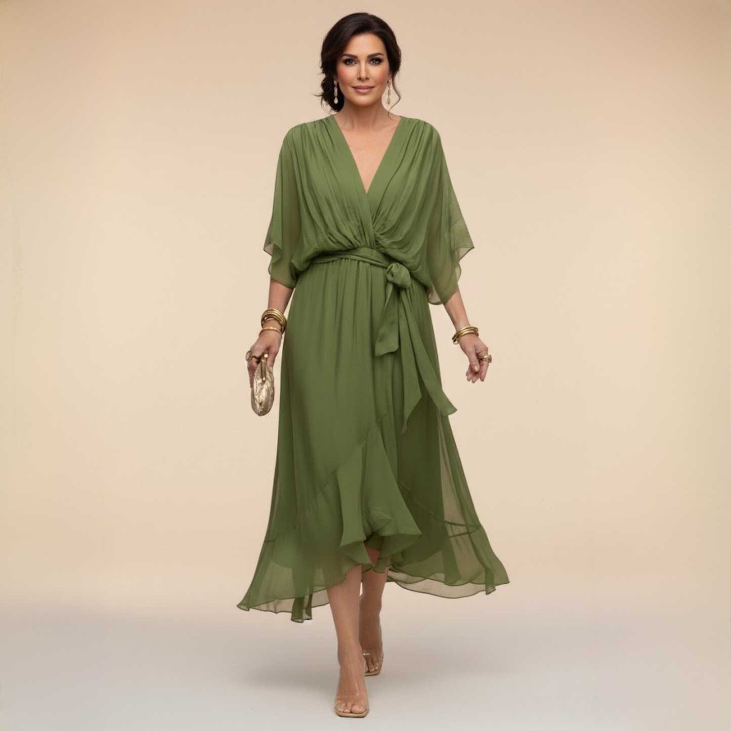 Monica | Chiffon Dress with V-Neck