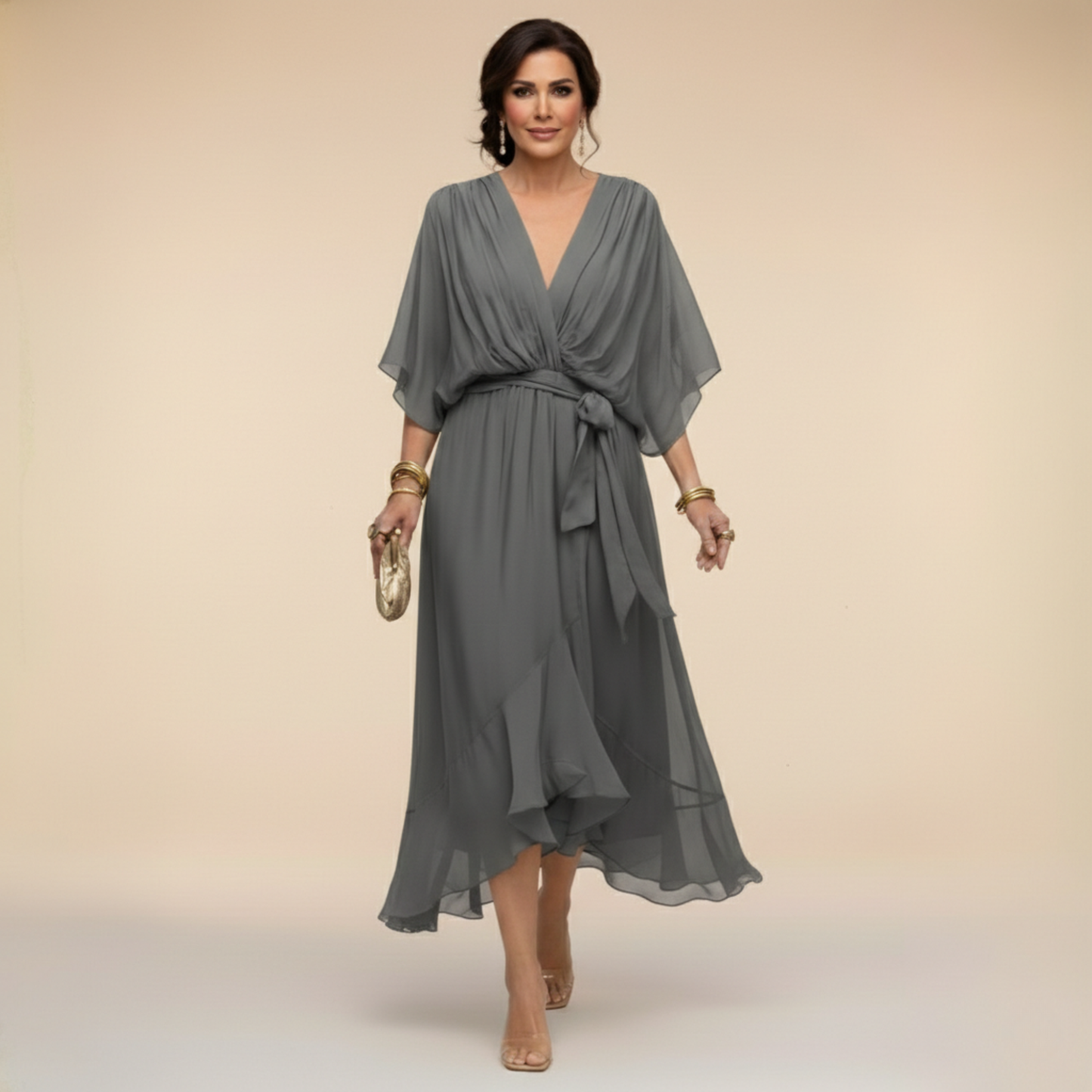 Monica | Chiffon Dress with V-Neck