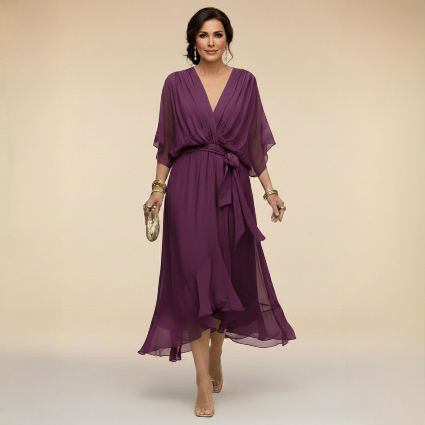 Marta | Chiffon Dress with V-Neck