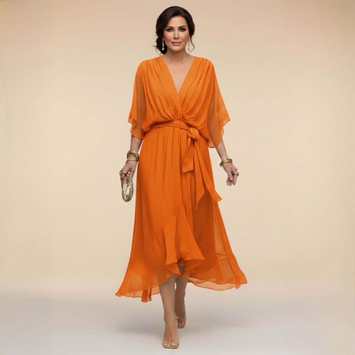 Marta | Chiffon Dress with V-Neck