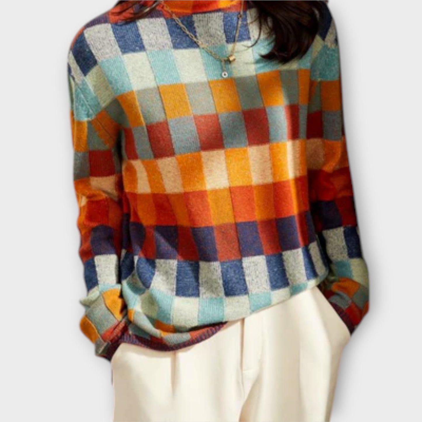 Erika | Patchwork Roll Neck Jumper