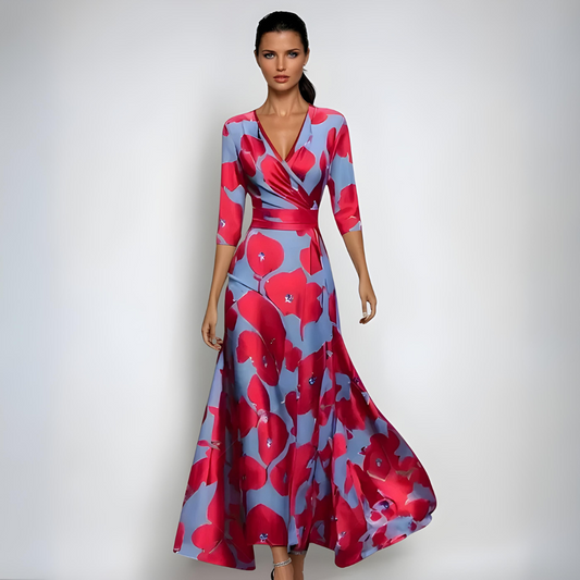 Hailey | Elegant Wrap Maxi Dress with Floral Print